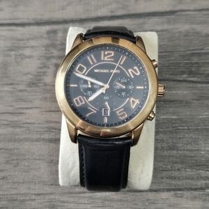 Michael Kors Mercer Large Chronograph Leather Strap Watch‎ Mk8289
